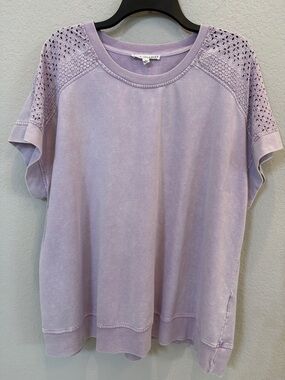 Jane and Delancey Lavender Eyelet Knit Top